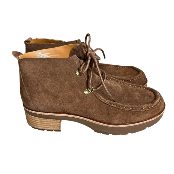 Kork-Ease Wales Brown Suede Lace Up Boots 9.5 Chunky Heel Leather Upper Lug Sole - Picture 8 of 12